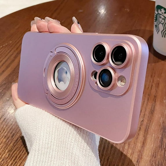 Invisible Kickstand Magnetic Case for iPhone 14 13 12 11 Pro Max 14 Plus Compatible with Magsafe,with Camera Lens Protector Shockproof Slim Matte Bracket Cover (Pink,for iPhone 13 Pro Max)