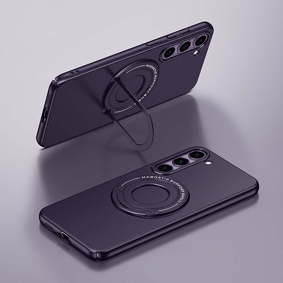 Invisible Kickstand Magnetic Phone Case for Samsung Galaxy S23 Plus,Compatible with MagSafe Charger,Shockproof Rugged Hybrid Hidden Bracket Matte Anti-Scratch Slim Phone Case,Purple