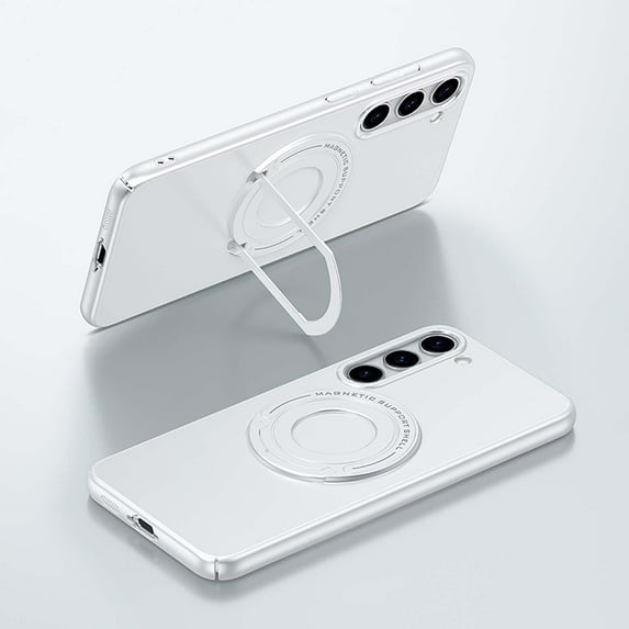 Invisible Kickstand Magnetic Phone Case for Samsung Galaxy S23 Plus,Compatible with MagSafe Charger,Shockproof Rugged Hybrid Hidden Bracket Matte Anti-Scratch Slim Phone Case,White