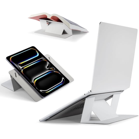 Invisible Laptop Stand for Desk, Stick-Free Tablet and Computer Stand with Dual-Angle, Foldable Portable Laptop Riser Holder