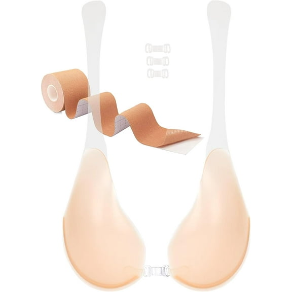 Invisible Lift Bra Sticky Strapless - Backless Strapless Bra Push Up Sticky Adhesive Breast Lift Silicone Bras Beige