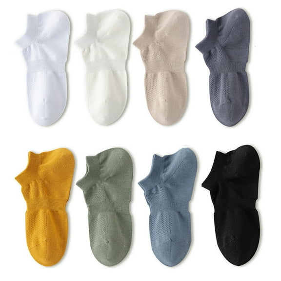 Invisible Low-Cut Boat Socks – Odor-Control, Comfortable Summer Wear, Sweat-Wicking, Non-Slip Silicone Design for Men, One Size, 8 Pairs