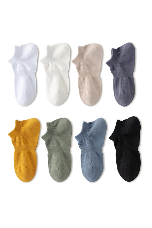 Invisible Low-Cut Boat Socks&nbsp;– Odor-Control for Men, Sweat-Wicking, Non-Slip Silicone Design for Comfortable Summer Wear, One Size, 8 Pairs