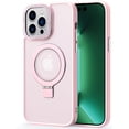 thumbnail image 1 of Invisible Magnetic Kickstand for iPhone 15 Pro Max Case Compatible with MagSafe,[Military Grade Protection] Slim Translucent Matte Anti-fingerprint Adjustable Ring Holder Case Dark Green, 1 of 15