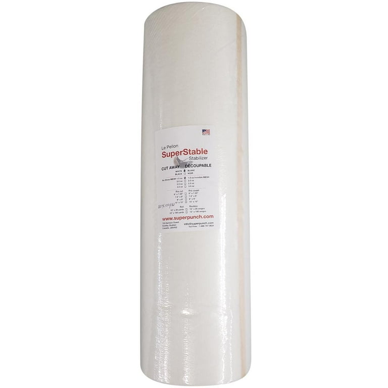 Superpunch Cut Away Stabilizer White 2.5 oz 8 inch x 20 Yard Roll. SuperStable Machine Embroidery Stabilizer Backing