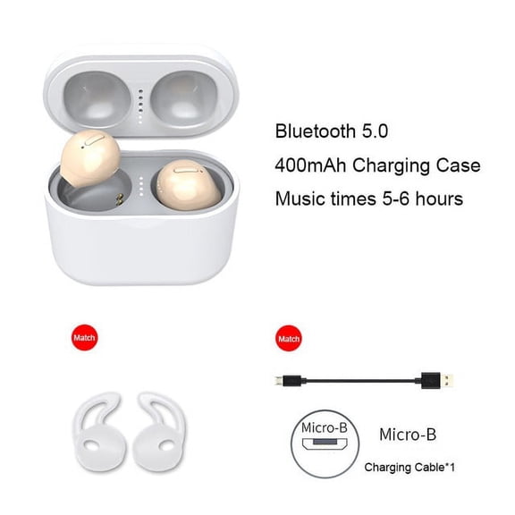 Invisible Mini Earbuds Bluetooth Earphones Hidden TWS Wireless Headphones With Mic Long Standby Type C Earpiece Dropshipping