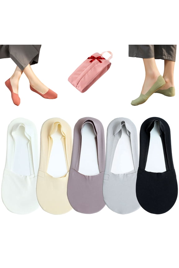 Invisible Non-slip Ice Silk Socks,Thin No Show Socks,Women Summer Ultra Thin Low Cut Liner Ankle Socks for Flats (5 Pairs-A)
