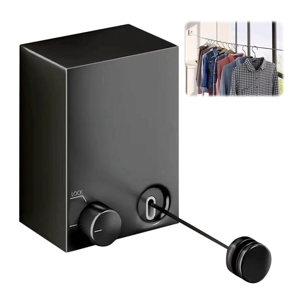 Invisible Retractable Clothes Line Indoor Non-Punch Retractable Wire Rope Portable Retractables Laundry Line Heavy Duty Clothes Dryer 165 inch Long Non Slip Clothesline