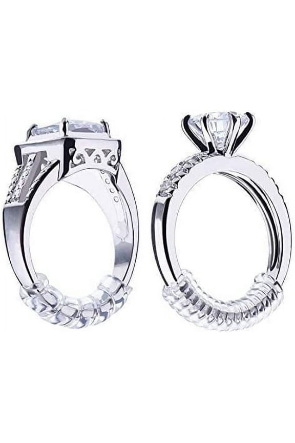 Invisible Ring Size Adjuster for Loose Rings, Clear Silicone Ring Guard, Ring Sizer, Jewelry Spacer, Soft Spiral Ring Tightener Set, 4 Sizes Fit for Any Rings, 4inch 10cm, 16PCS