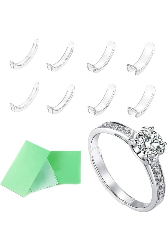 Invisible Ring Size Adjuster for Loose Rings Ring Adjuster Sizer Fit Thin Rings with Jewelry Polishing Cloth