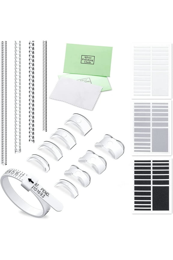 Invisible Ring Size Adjusters Set Transparent Guard Ring Sizer Multi-Size Ring Resizer Polishing Cloth for Man and Woman Rings with Ring Sizer Measuring Belt 71 Pieces
