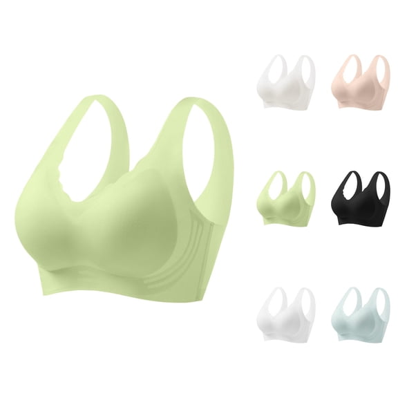 Invisible Seamless Bras for Women – Ice Silk Cotton Bra, Wireless Padded Bralette with Light Support, Comfortable Everyday Bra for Women with Built In Support Cups