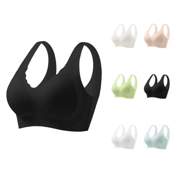 Invisible Seamless Bras for Women – Ice Silk Cotton Bra, Wireless Padded Bralette with Light Support, Comfortable Everyday Bra for Women with Built In Support Cups