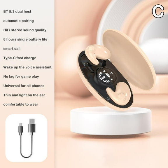 Invisible Sleep Wireless BT-5.1 Earphone IPX5 Waterproof Double Noise Cancellin D6