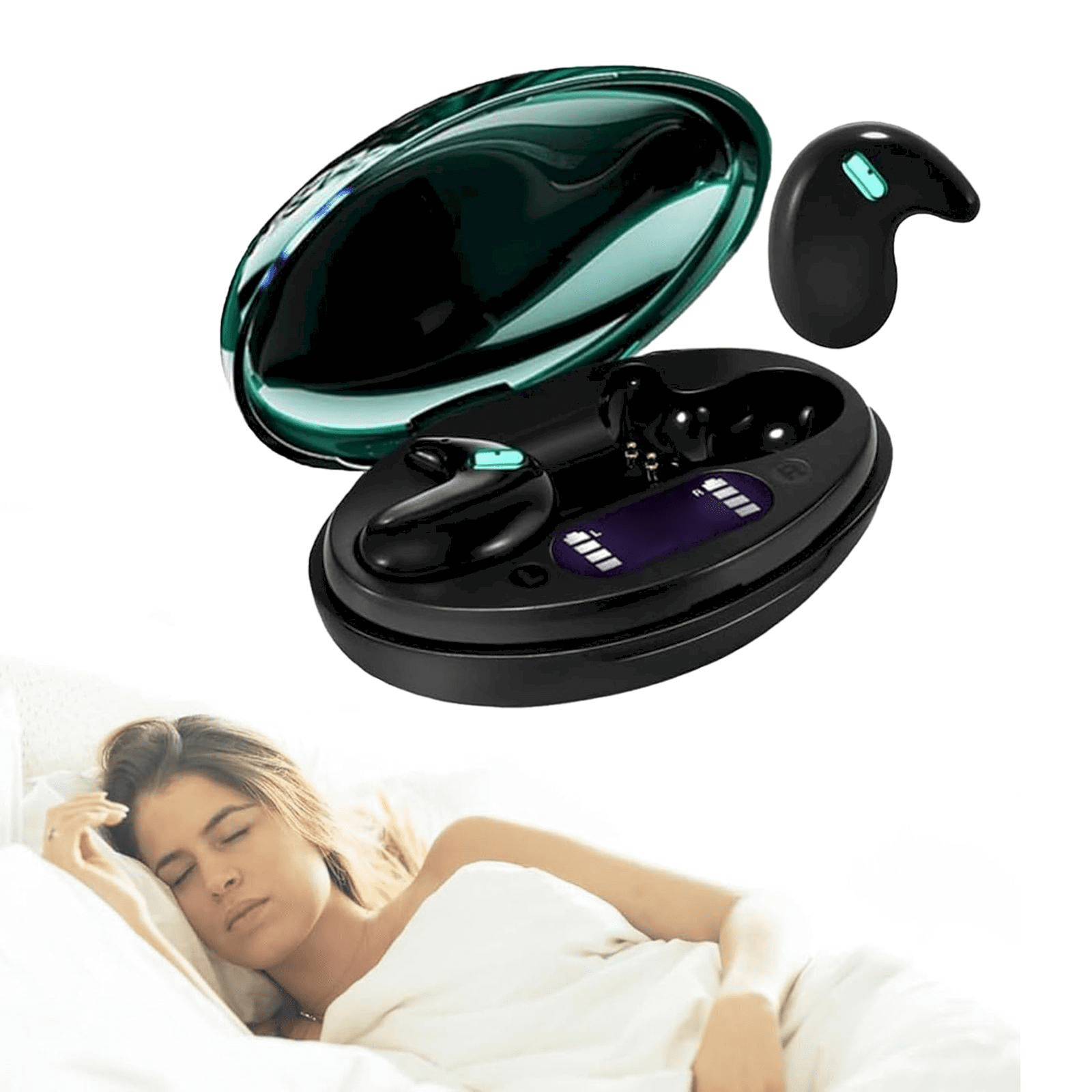 Invisible Sleep Wireless Earphone, Ipx5 Waterproof Bluetooth Earbuds, Lightweight Sleep Headphones Bluetooth 5.3, Painless Invisible Sleep Earphones for Sensitive Sleeper, Long Battery Life
