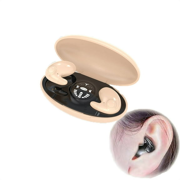 Invisible Sleep Wireless Earphone Ipx5 Waterproof, True Wireless Earbuds Sense-Free to Wear Bluetooth 5.3 Headphones Touch Control with Wireless Charging Case,Double Noise Cancelling (Skin Color)