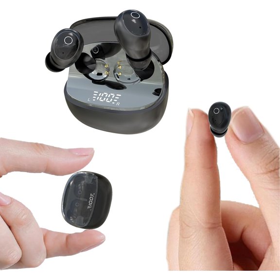 Invisible Small Mini Earbuds Sleep Wireless Bluetooth for Small Ears Tiny Discreet Low Profile Hidden Earbuds for Work Sleep Ear Buds Invisible Headphones Black
