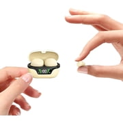 Invisible Smallest Mini Earbuds Ear Buds for Small Ears Canals, Discreet Low Profile Spy Earpiece Earbuds with Microphone Small Headphones for Work-Beige