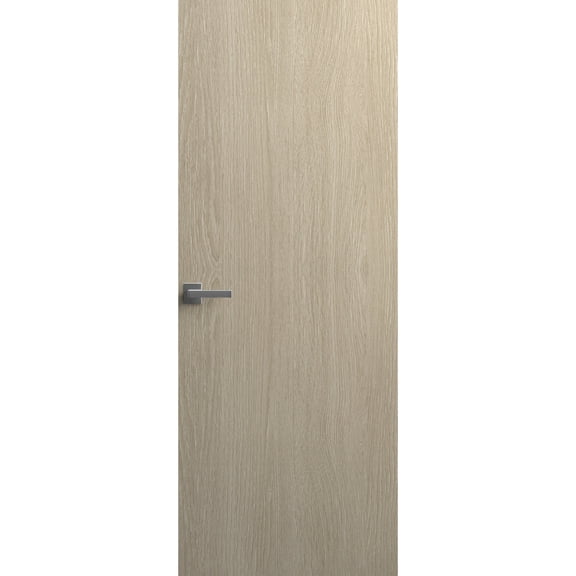 Invisible Solid Hidden Door with Handle | Planum 0010 Oak with Silver Hidden Frame 28" x 80" Left-hand Outswing Silver Frame | Concealed Hinges Lock Handle | Modern Frameless Doors