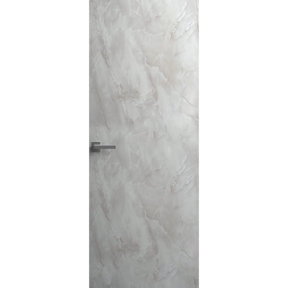 Invisible Solid Hidden Door with Handle | Planum 0010 Onyx with Silver Hidden Frame 36" x 80" Left-hand Outswing Silver Frame | Concealed Hinges Lock Handle | Modern Frameless Doors