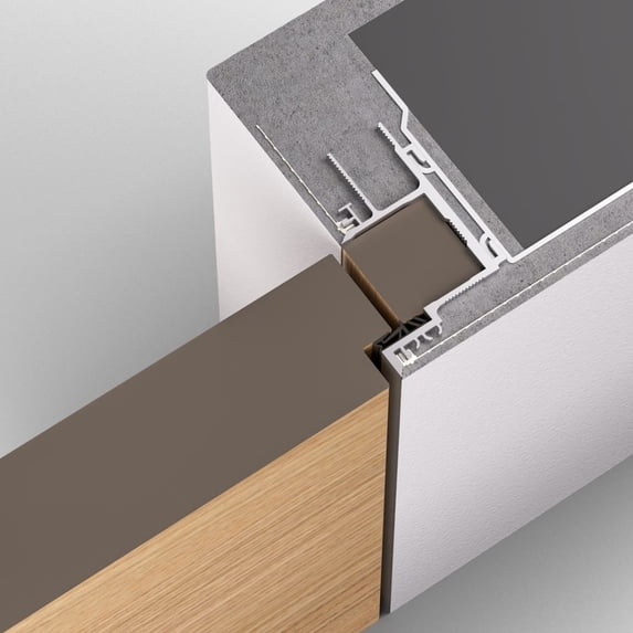 Invisible Solid Hidden Door with Handle | Planum 0010 Primed with Silver Hidden Frame 28" x 80" Right-hand Outswing Silver Frame | Concealed Hinges Lock Handle | Modern Wardrobe Wood Frameless Doors