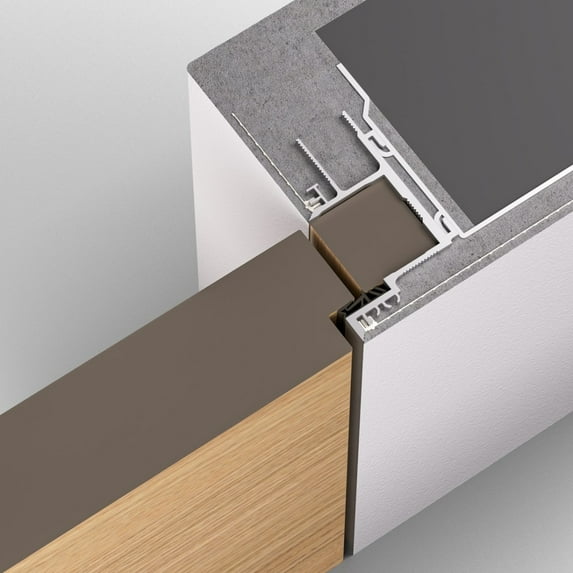 Invisible Solid Hidden Door with Handle | Planum 0010 Primed with Silver Hidden Frame 30" x 80" Right-hand Inswing Silver Frame | Concealed Hinges Lock Handle | Modern Wardrobe Wood Frameless Doors
