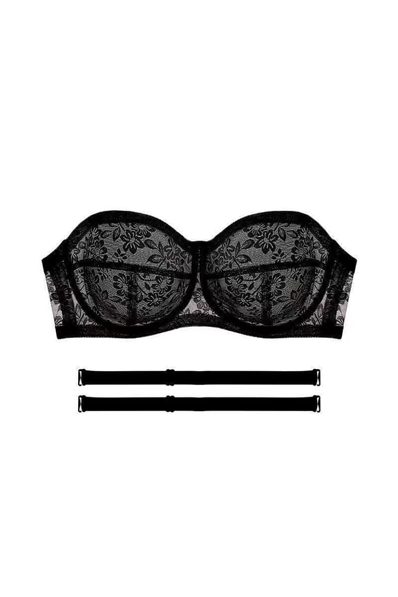 Invisible Strapless BraStrapless Push Up Bra, Perfect for Tube Tops or Wedding Gowns Lace Strapless Bra Comfortable Wireless Bralette With Underwire And Removable Straps for Everyday Wear