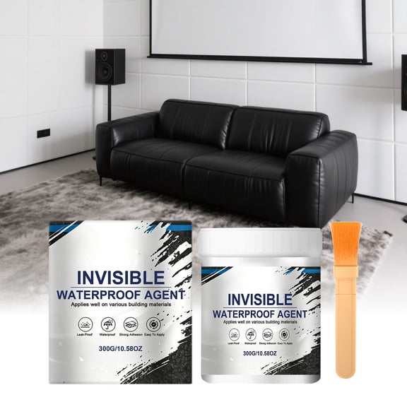 Invisible Transparent Waterproof Repair Coating with Applicator Brush, Long Lasting Weather Sealant for Wall Balcony Bathroom Floor Multi Use, 10.6 oz