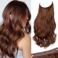 thumbnail image 1 of Invisible Wire Hair Extensions with 3 Clips Long Synthetic Wavy Curly Hairpiece Adjustable Transparent Headband for Women 18 Inch Ash Medium Brown/Ash Blonde Highlights, 1 of 7