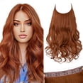 thumbnail image 1 of Invisible Wire Hair Extensions with 3 Clips Long Synthetic Wavy Curly Hairpiece Adjustable Transparent Headband for Women 18 Inch Ash Medium Brown/Ash Blonde Highlights, 1 of 7