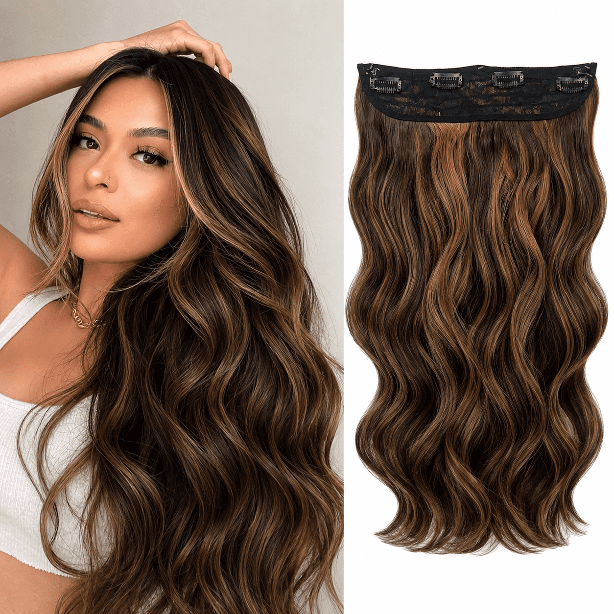 Invisible Wire Hair Extensions with Transparent Headband 