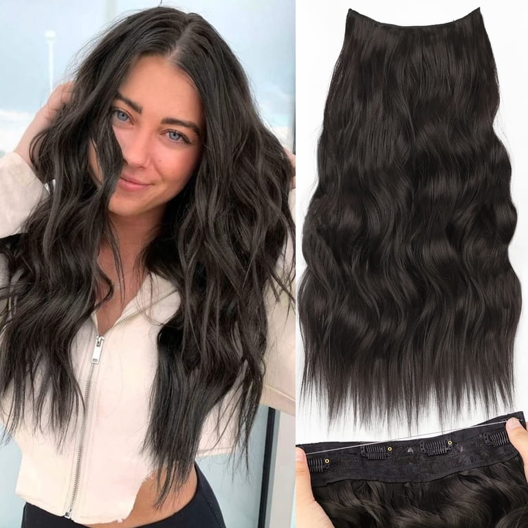 Invisible Wire Hair Extensions Adjustable Size 4 Secure Clips Long Wavy … Amazon.com : Invisible Wire Hair Extensions with Transparent  main image 4