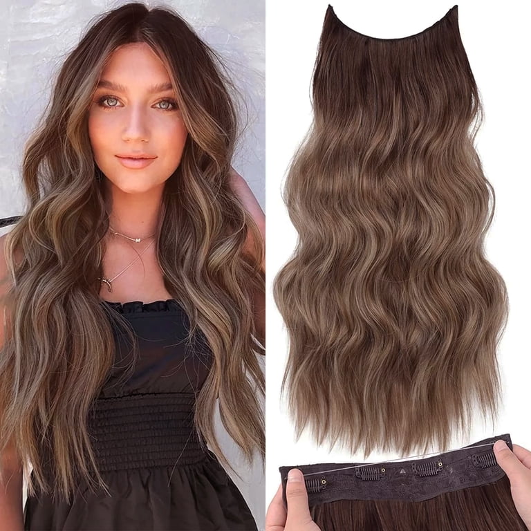 Invisible Wire Hair Extensions Adjustable Size 4 Secure Clips Long Wavy … Amazon.com : KooKaStyle Invisible Wire Hair Extensions with  main image 2