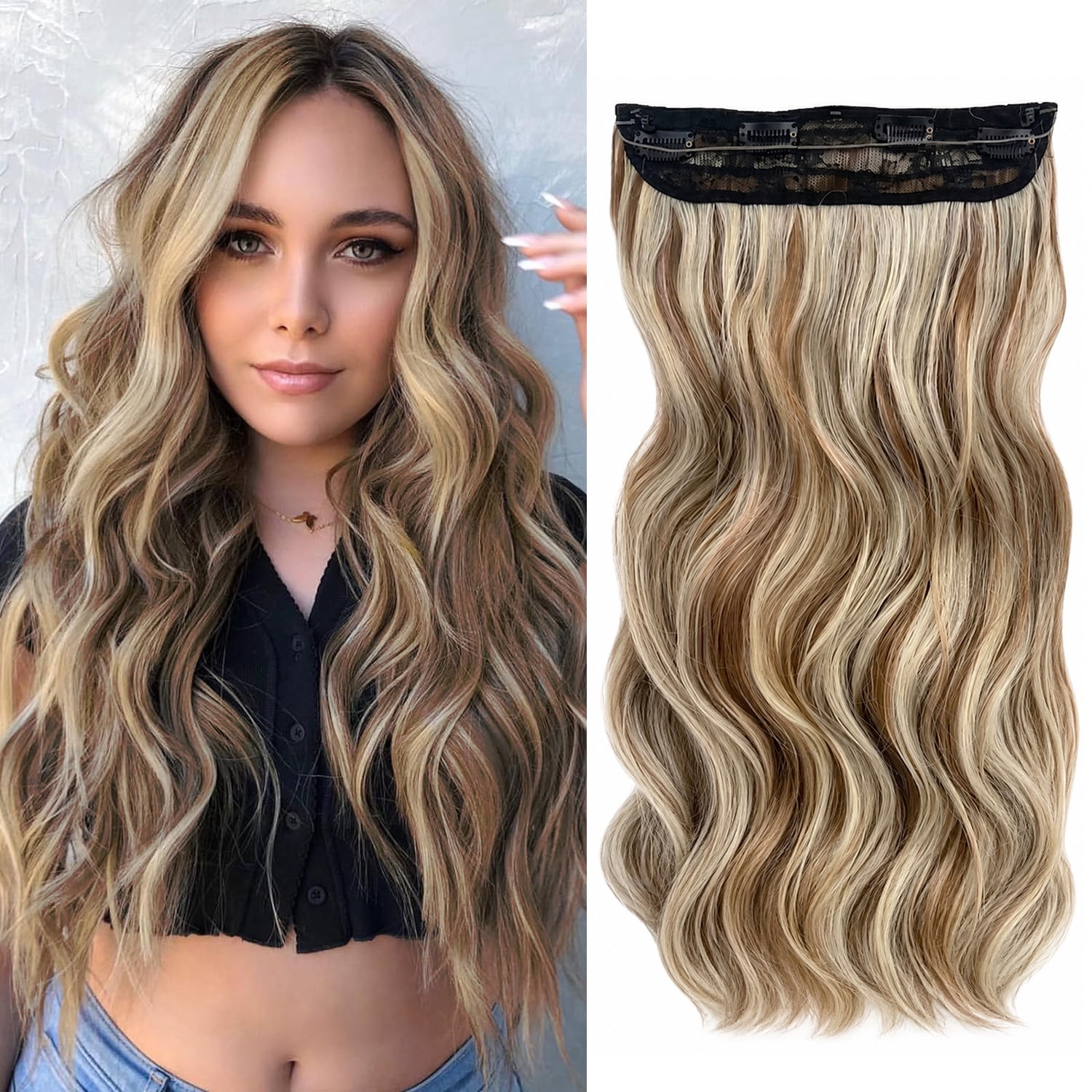 Invisible Wire Hair Extensions with Transparent Headband Adjustable ...