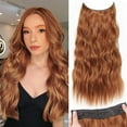 thumbnail image 1 of Invisible Wire Hair Extensions with Transparent Headband Adjustable Size 4 Secure Clips Long Wavy Secret Wire Hairpiece 24 Inch Copper Red for Women, 1 of 8