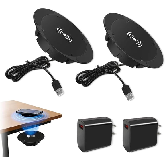 Invisible Wireless Charger Under Desk, Hidden Fast Charging Pad & Space-Saving Qi Charger Invisible Magnetic Charger for Desk, Table, Nightstand, Office, Home (1)