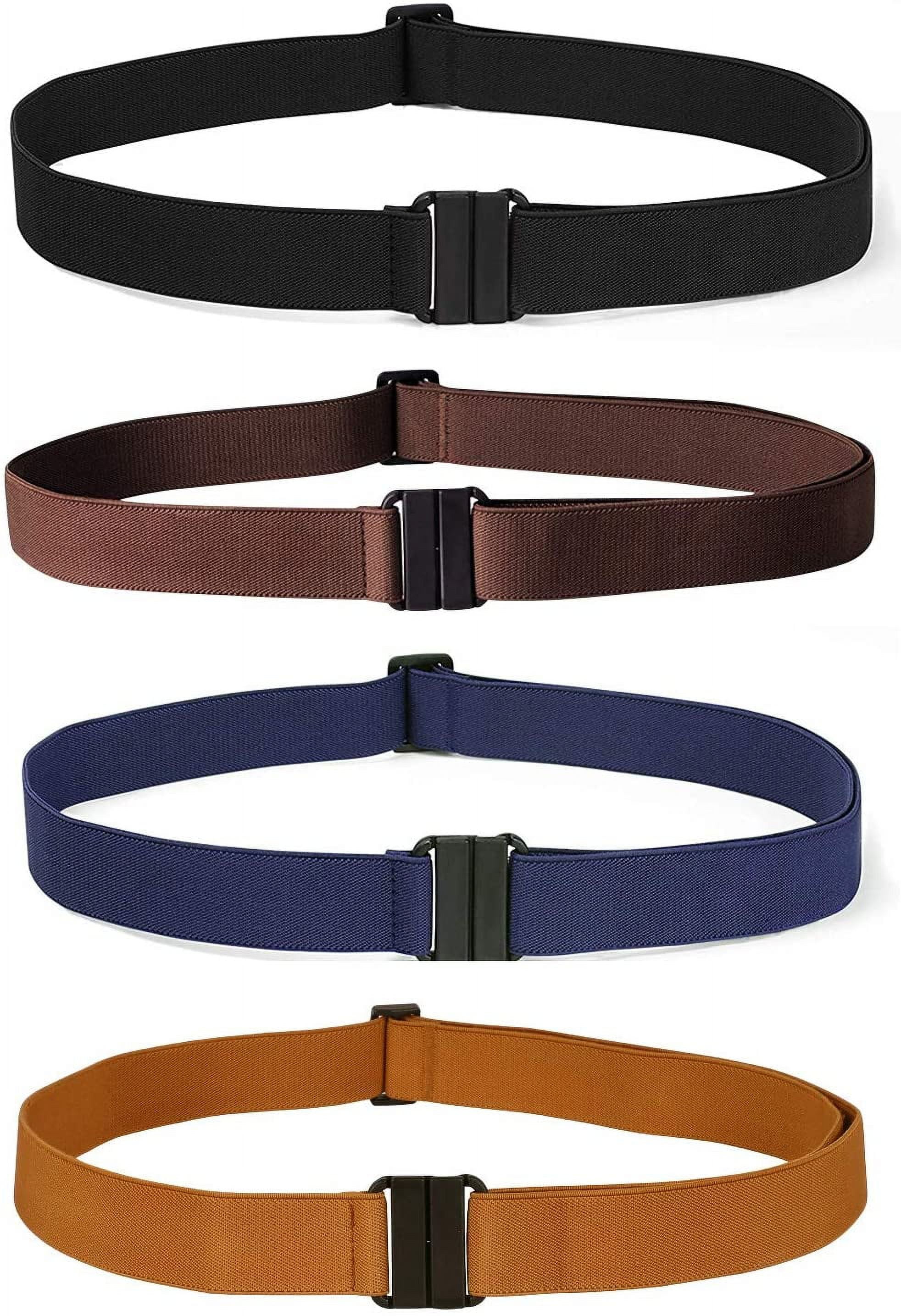 Women No Show Stretch Belt Flat Buckle Elastic Web Belt For Jeans? Invisible Flat Buckle Belt Women main image 3