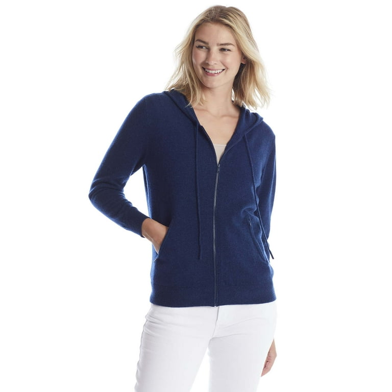 Invisible World Women s 100 Cashmere Sweater Zip Up Hooded Cardigan