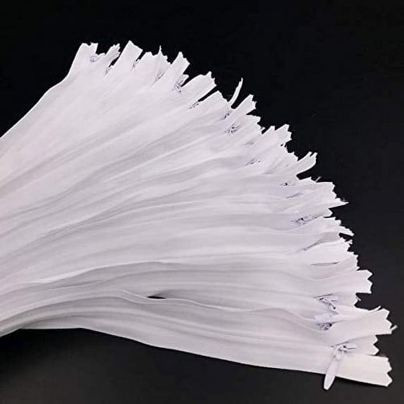 Invisible YKK (Conceal) White Zippers for Apparel & Craft Projects - Closed Bottom - Color White - Made in The United States (25 Zippers Per Pack) (23" Inches)