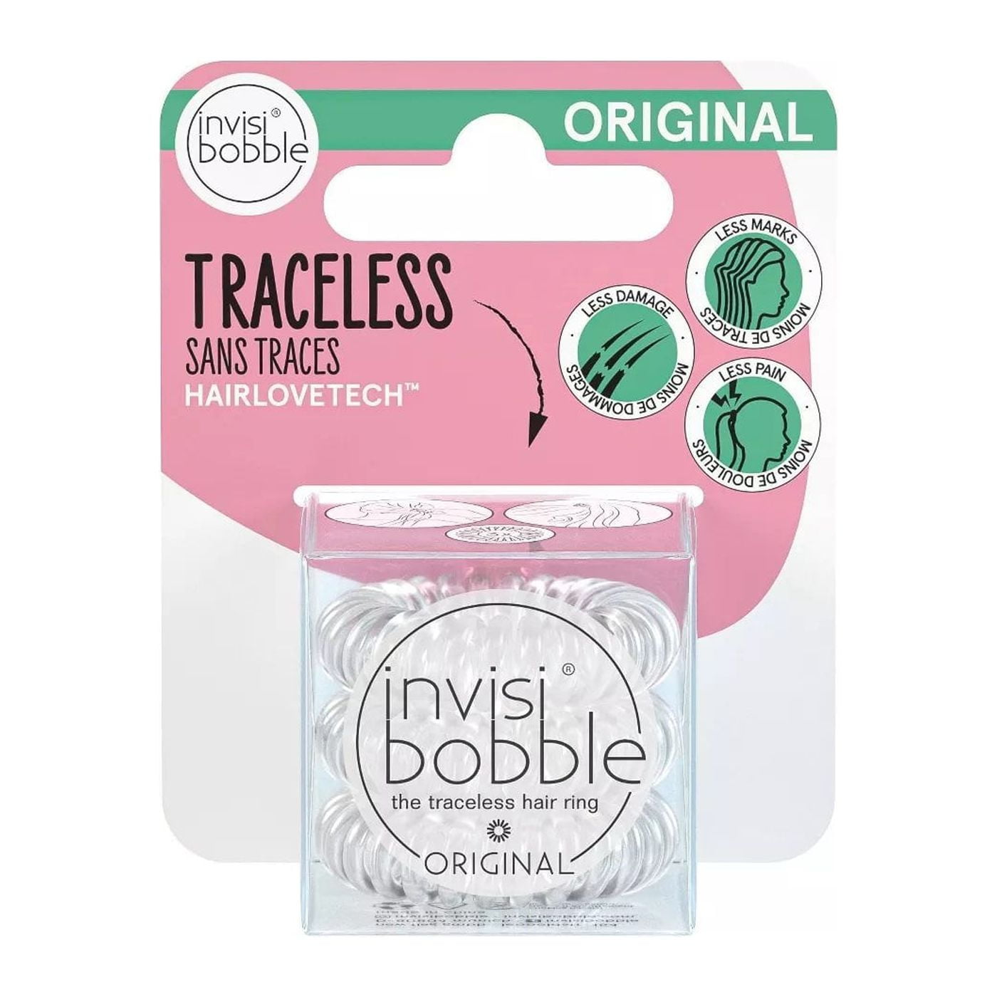 Invisibobble Original Clear Traceless Hair Ring 3 Pack