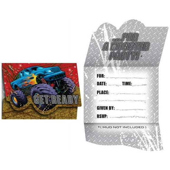 Monster Truck Invitations - Party Supplies