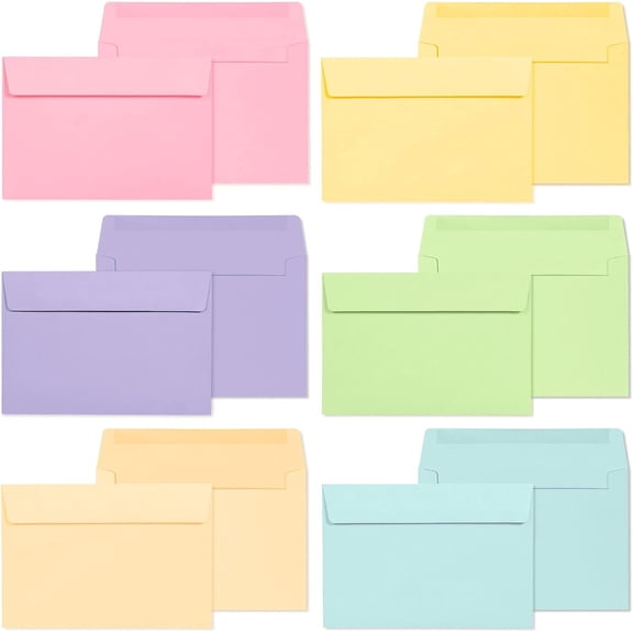 Invitation Envelopes, 120-Pack 4x6 Envelopes for Invitations, Pastel Colored Envelopes, A4, 4 1/4 x 6 1/4 Inches, 6 Colors