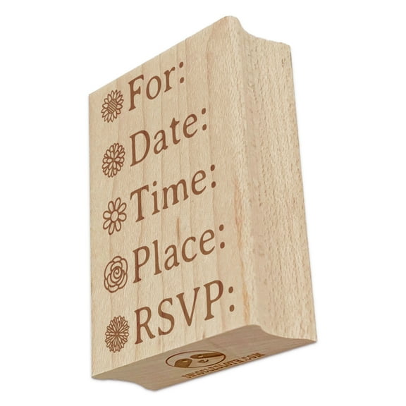Invitation Flowers Party Rectangle Rubber Stamp Stamping Scrapbooking Crafting - Small 1.7in