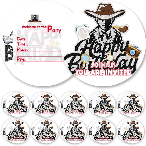 Invitations Cards Detective Agent Spy 10th Glitter Theme Birthday Party Favors Invites Greeting Supplies Decorations Fill in 10ps