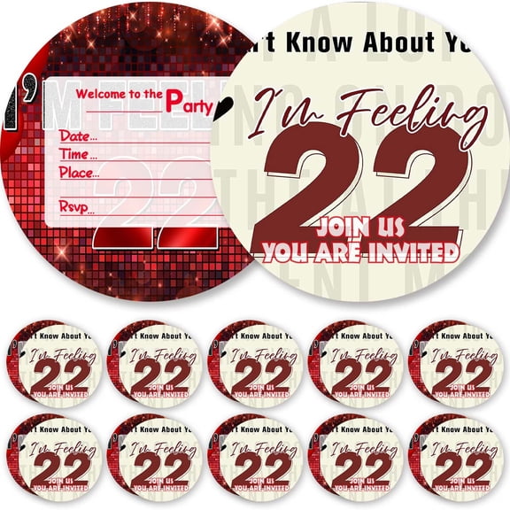 Invitations Cards I'm Feeling 22 Glitter Theme Birthday Party Favors Invites Greeting Supplies Decorations Fill in 10ps