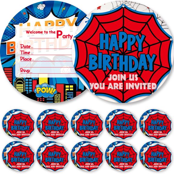 Invitations Cards Spider Boy Glitter Theme Birthday Party Favors Invites Greeting Supplies Decorations Fill in 10ps
