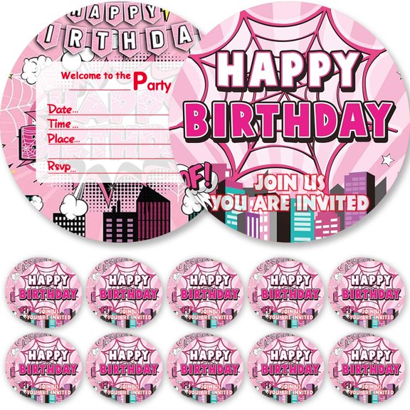 Invitations Cards Spider Girl Spidergirl Glitter Theme Birthday Party Favors Invites Greeting Supplies Decorations Fill in 10ps
