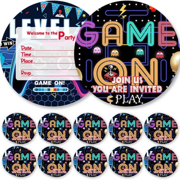 Invitations Cards Video Game Level 11th Glitter Theme Birthday Party Favors Invites Greeting Supplies Decorations Fill in 10ps