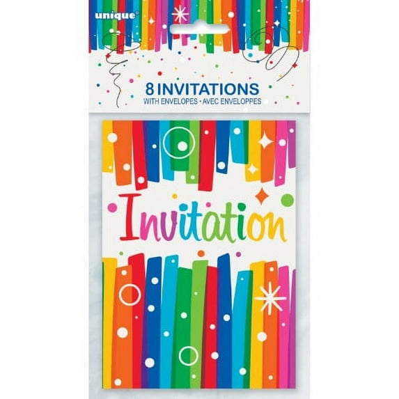 Invitations D'anniversaire De Rubans Arc-en-ciel, 8ct (Pack of 32)