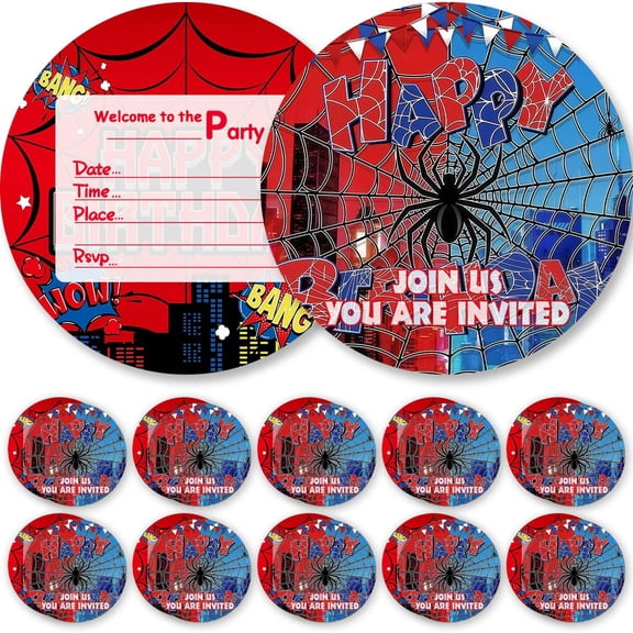Invitations Spider Boy Glitter Theme Cards Invites Greeting Birthday Party Favors Supplies Decorations Stock Bulk Fill in 10pcs